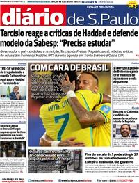 Capa do jornal Diário de São Paulo 25/06/2026