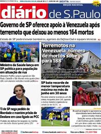 Capa do jornal Diário de São Paulo 26/06/2026