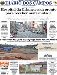 Capa do jornal Diário dos Campos 14/08/2020