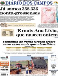 Capa do jornal Diário dos Campos 28/08/2020
