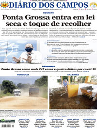 Capa do jornal Diário dos Campos 16/01/2021