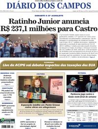 Capa do jornal Diário dos Campos 08/08/2025