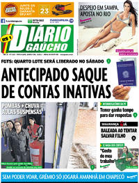 Capa do jornal Diário Gaúcho 07/06/2017