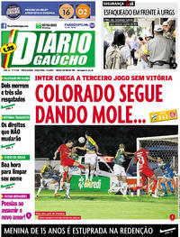 Capa do jornal Diário Gaúcho 07/11/2017