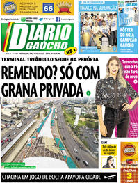 Capa do jornal Diário Gaúcho 09/05/2017