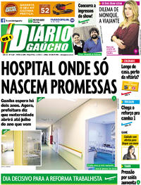 Capa do jornal Diário Gaúcho 11/07/2017