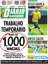 Capa do jornal Diário Gaúcho 11/10/2017