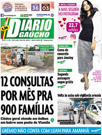 Capa do jornal Diário Gaúcho 12/09/2017