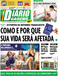 Capa do jornal Diário Gaúcho 13/04/2017