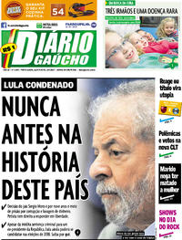 Capa do jornal Diário Gaúcho 13/07/2017