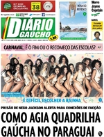 Capa do jornal Diário Gaúcho 14/01/2017
