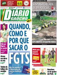 Capa do jornal Diário Gaúcho 15/02/2017
