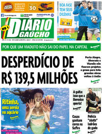 Capa do jornal Diário Gaúcho 15/06/2017