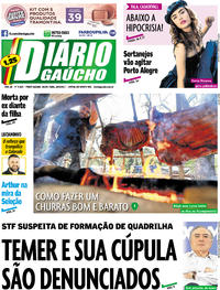 Capa do jornal Diário Gaúcho 15/09/2017