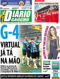 Capa do jornal Diário Gaúcho 16/11/2017