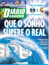 Capa do jornal Diário Gaúcho 16/12/2017
