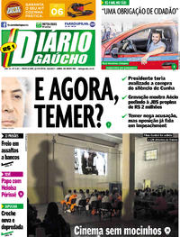 Capa do jornal Diário Gaúcho 18/05/2017
