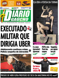 Capa do jornal Diário Gaúcho 18/07/2017