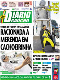 Capa do jornal Diário Gaúcho 18/08/2017