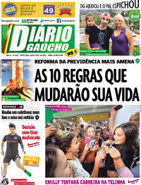 Capa do jornal Diário Gaúcho 19/04/2017