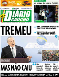 Capa do jornal Diário Gaúcho 19/05/2017