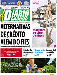 Capa do jornal Diário Gaúcho 19/12/2017