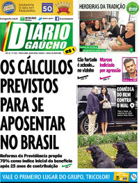 Capa do jornal Diário Gaúcho 20/04/2017