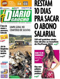 Capa do jornal Diário Gaúcho 20/06/2017