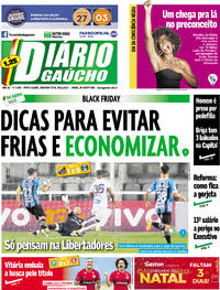 Capa do jornal Diário Gaúcho 20/11/2017