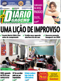 Capa do jornal Diário Gaúcho 20/12/2017