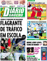 Capa do jornal Diário Gaúcho 21/08/2017