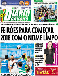 Capa do jornal Diário Gaúcho 21/11/2017