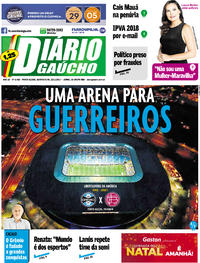 Capa do jornal Diário Gaúcho 22/11/2017