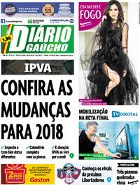 Capa do jornal Diário Gaúcho 22/12/2017