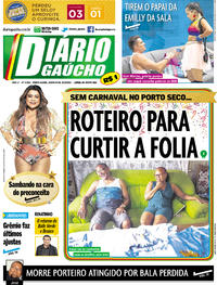 Capa do jornal Diário Gaúcho 24/02/2017