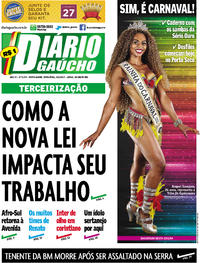 Capa do jornal Diário Gaúcho 24/03/2017