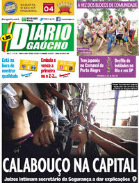 Capa do jornal Diário Gaúcho 25/02/2017