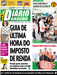 Capa do jornal Diário Gaúcho 25/04/2017
