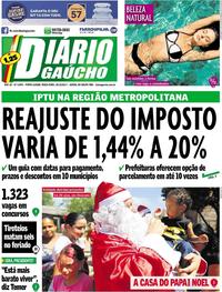 Capa do jornal Diário Gaúcho 26/12/2017