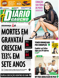 Capa do jornal Diário Gaúcho 27/06/2017