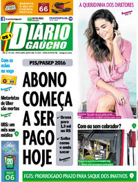 Capa do jornal Diário Gaúcho 27/07/2017