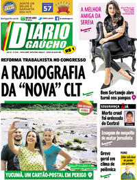 Capa do jornal Diário Gaúcho 28/04/2017