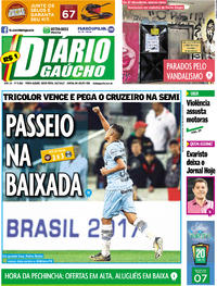 Capa do jornal Diário Gaúcho 28/07/2017