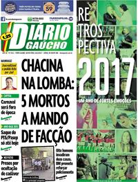Capa do jornal Diário Gaúcho 28/12/2017