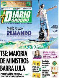 Capa do jornal Diário Gaúcho 01/09/2018