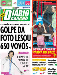 Capa do jornal Diário Gaúcho 01/12/2018