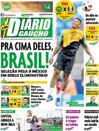 Capa do jornal Diário Gaúcho 02/07/2018