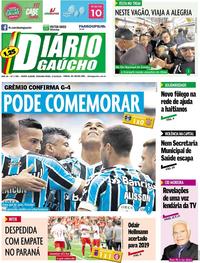 Capa do jornal Diário Gaúcho 03/12/2018