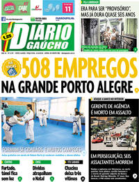 Capa do jornal Diário Gaúcho 04/12/2018