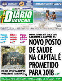 Capa do jornal Diário Gaúcho 05/01/2018